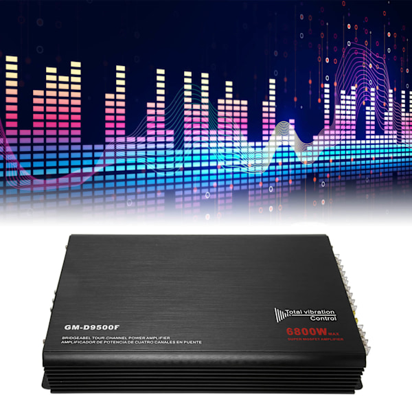 Bilstereo-förstärkare 6800W 4-kanals aluminiumlegering subwoofer-högtalarförstärkare 12V