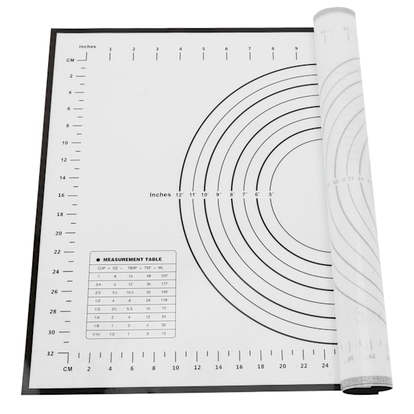 Bageunderlag i silikone med skala til udrulning af dej