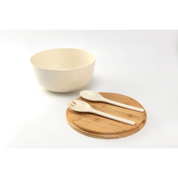 Bambufiber Trä Extra Stor Salladsskål Blandskål Set Med Diskmaskinsäker Giftfri Biologiskt Nedbrytbart Material För Kök, Restaurang, Fester (9.8