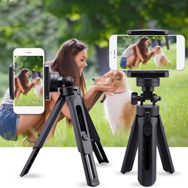 Mini Tripod Telefonhållare Universell Mobil Live Stativ Selfie Teleskopisk Fällbar Skrivbordskamera Telefonhållare