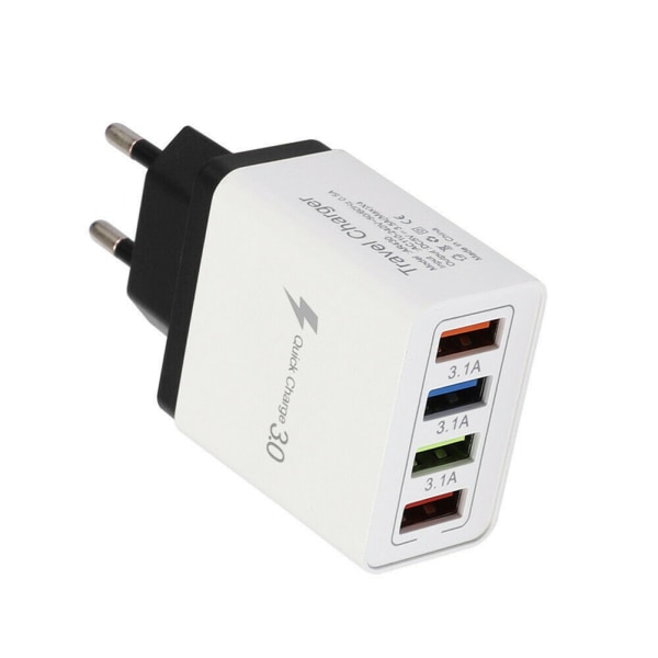 4USB-lader 3.1A Flere porter Telefonlader for reise