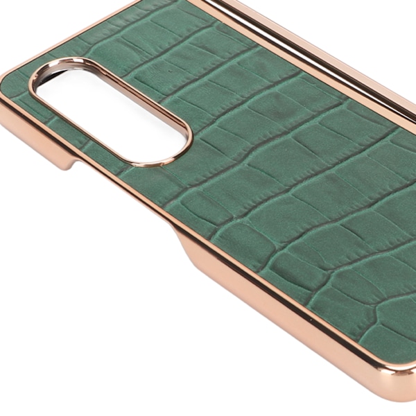 Telefon Etui Beskyttende Cover til Samsung Galaxy Z Fold 4 Nano Plating Krokodille Mønster Ægte Læder Ridsefast Grøn