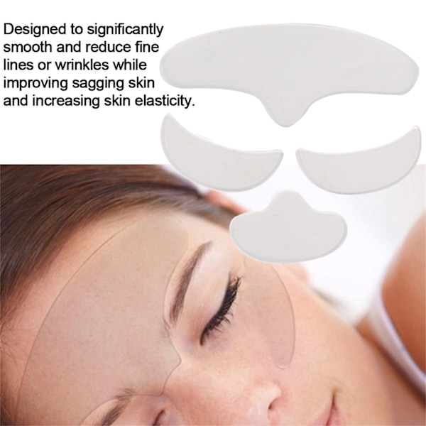 4 st Anti Wrinkle Silikon Patch Pad Hudlyftande Tvättbar Pannöga Ansiktshaklapp