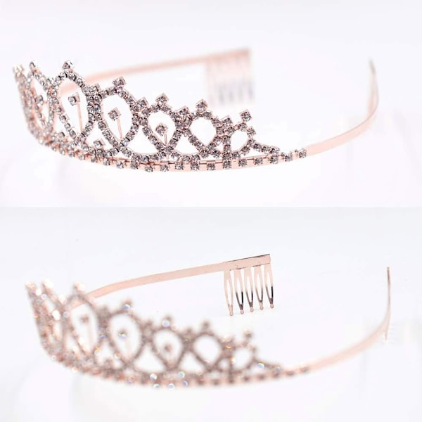 Fira med stil: Roséguldfärgad glitter skärp & strass-tiara, Födelsedagsdrottningens val för speciella tillfällen, Justerbar för alla kroppsformer