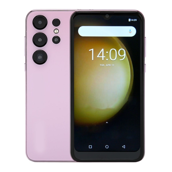 Ulåst mobiltelefon med penn 6,1 tommers HD 3G samtale 4 GB RAM 32 GB ROM 8 MP 16 MP dobbeltkamera Quad Core CPU smarttelefon for Android 11 100 til 240V rosa