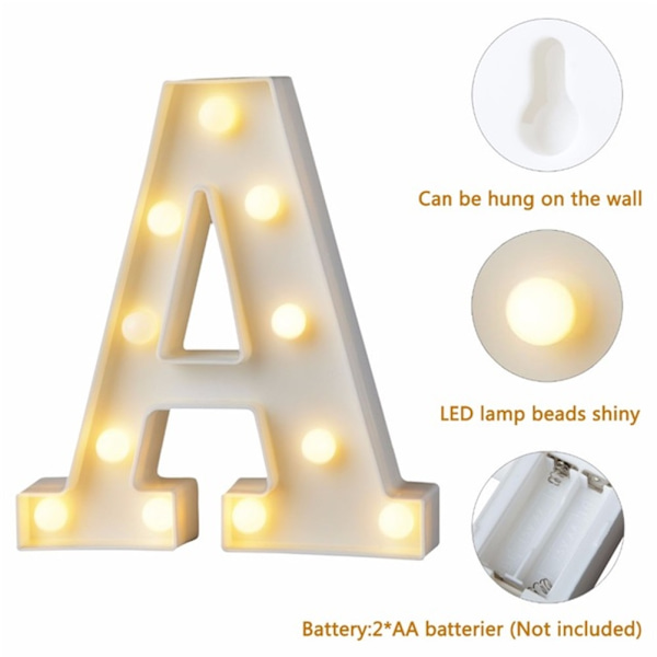 LED 26 bogstavslys, tal, ampersand og symbol kærlighed H