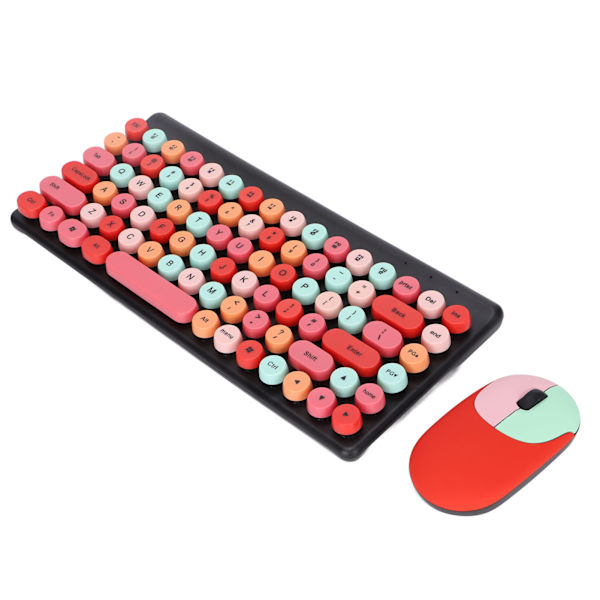 Trådlöst tangentbord och mus-kombination 86 tangenter Söt färgglad design Multimedia-knappar Lätt tyst 2,4G tangentbord och mus för PC