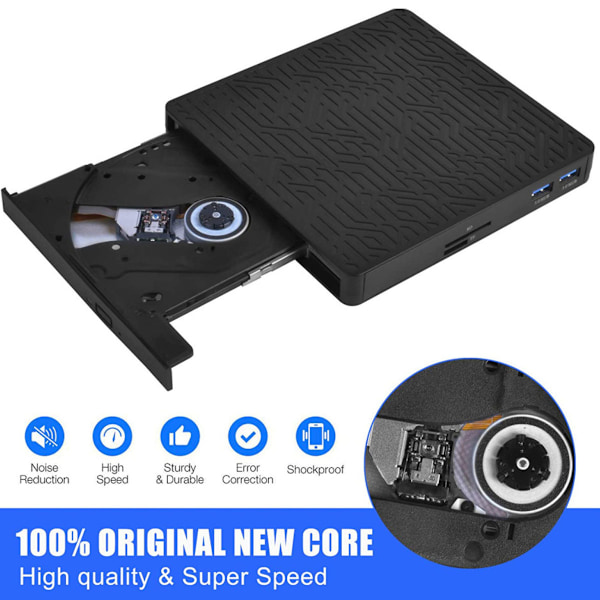 Extern Blu-ray-enhet, Multifunktionell Blu-ray-spelare med USB 3.0 Type-C-gränssnitt, CD DVD-brännare Kompatibel med Windows Laptop Desktop, Bluray
