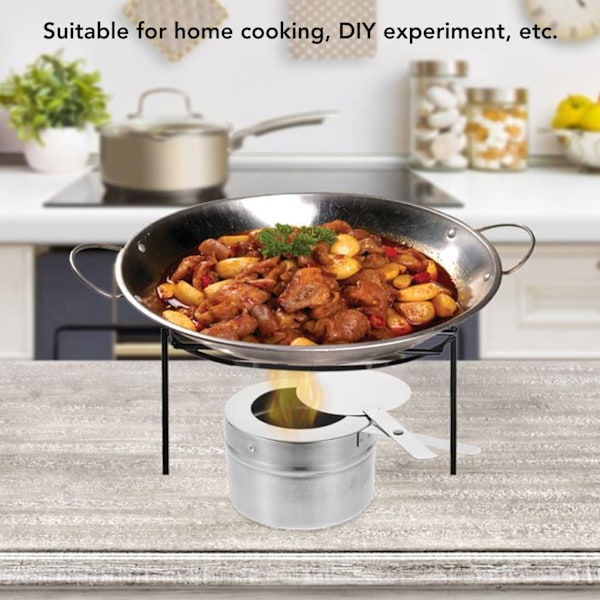 Buffévärmelösningar, Bränslehållare i rostfritt stål för cateringutrustning, Chafing Dish-tillbehör med säkerhetstäckta Sterno-hållare, Portabla