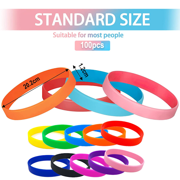 Flexibla Elastiska Armband i Silikongummi med Justerbar Storlek, Högkvalitativt Material Blandade Färger Icke-Repeterande Färger Silikonarmband För Skolmaterial