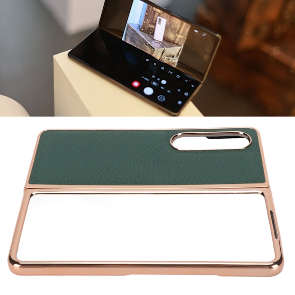 Fällbar telefonväska för Samsung Galaxy Z Fold 4 Nano Galvaniserat läder Stjärnmönster Anti Scratch Telefonskyddsväska Grön