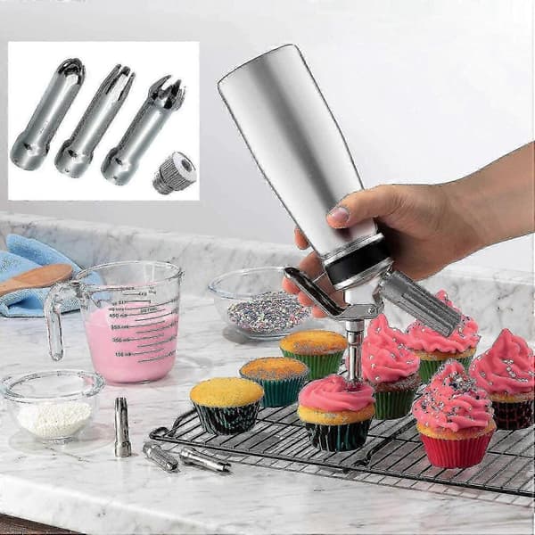 Flødedispenser Udskiftningsdyser Rustfrit Stål Dyser Sprøjtedyse Sæt Kompatibel med Cream Edition 0625
