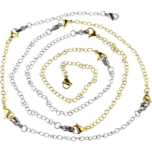 8 st rostfritt stål halsband förlängare armband förlängare förlängningskedjeset 4 olika längder: 6 tum 4 tum 3 tum 2 tum