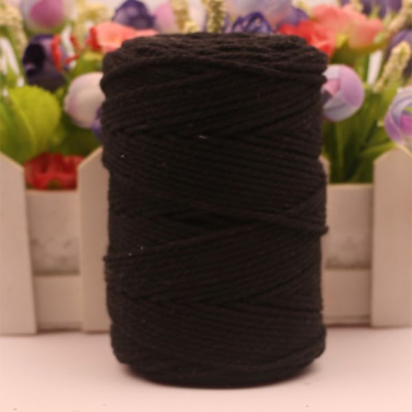 Artisan's Delight, Biologiskt Nedbrytbar Miljövänlig Tråd, 2mm Svart Bomullssnöre för Hantverk, 200 Meter Premium Macrame-snöre, Hållbart & Brett Användningsområde