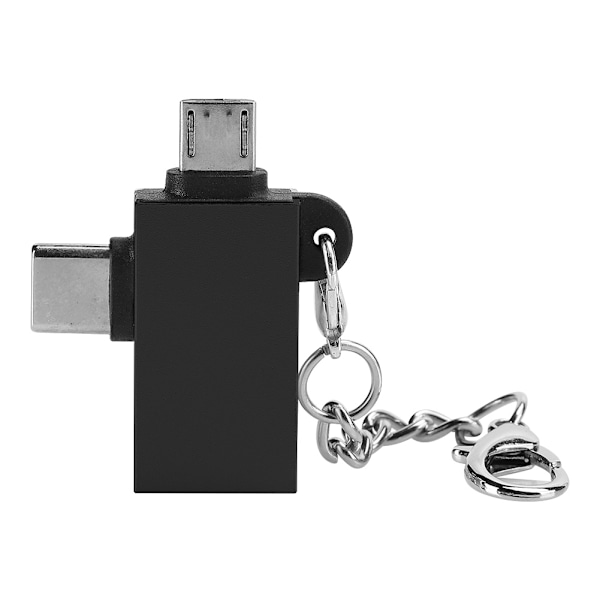 2PCS 2-i-1 USB OTG-adapter med USB 3.0-gränssnitt USB till typ C-adapterkonverter för Android (svart med kedja)