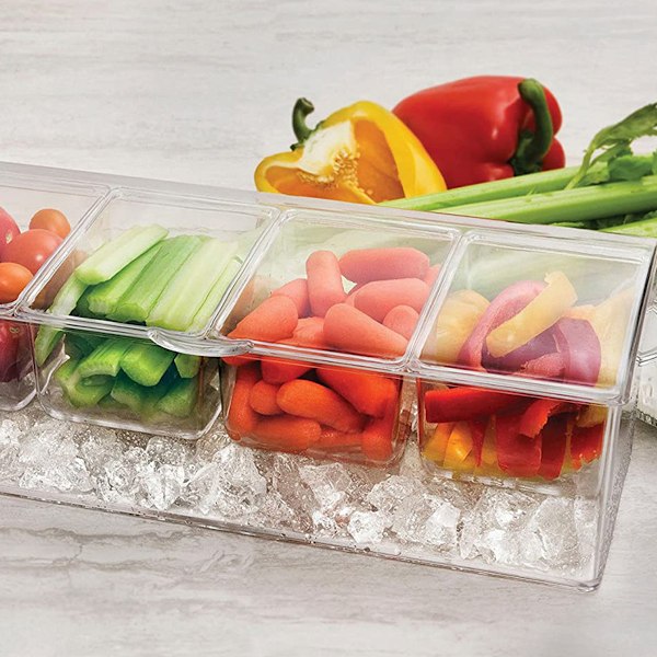 Fruktgarnityr Organizer, Mångsidig Användning med Rymlig Smart Design, Isfack Håller Kallare Temperaturer, Giftfri Splittringsfri för Inomhusbruk