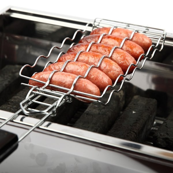 Högkvalitativt Material, Perfekt För Utomhusäventyr, Portabel Grillkorg Erbjuder Generös Matlagningsyta, Rostfritt Stål Korvställ Säkerställer