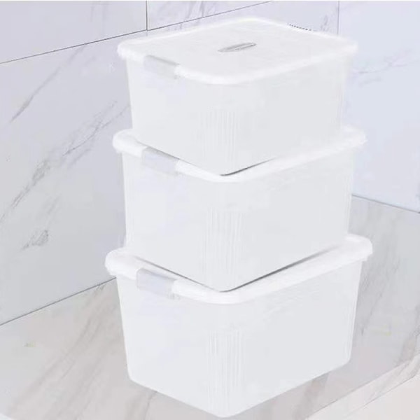 3 st förvaringslådor med lock, prisvärt set om tre delar (medium + stor + extra stor)