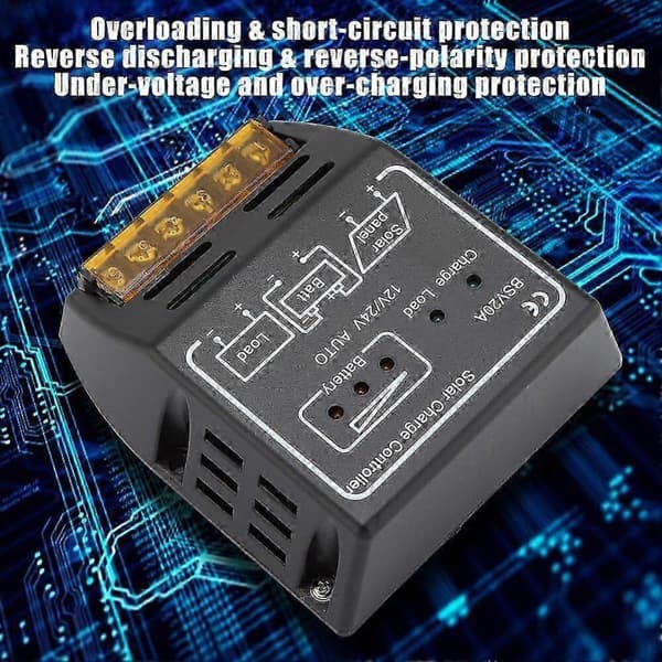 20A 12V/24V Solcellepanel Batteriregulator med Sikkerhetsbeskyttelse