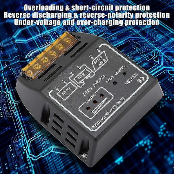 20A 12V/24V Solpanel Batteriregulator med Säkerhetsskydd