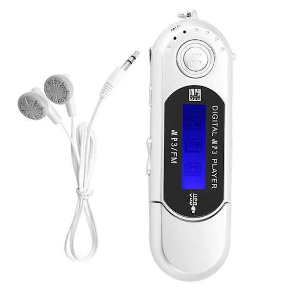 Bärbar musik MP3 USB-spelare med LCD-skärm FM-radio röstminneskort silver