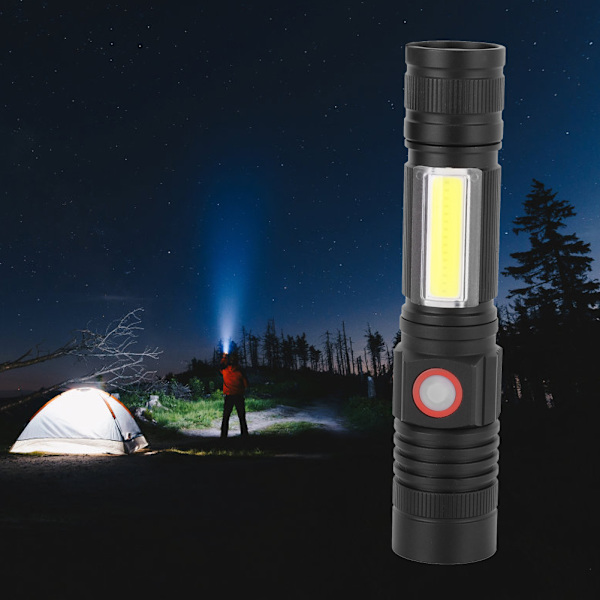 Hög ljusstyrka LED ficklampa aluminiumlegering vattentät COB ficklampa f