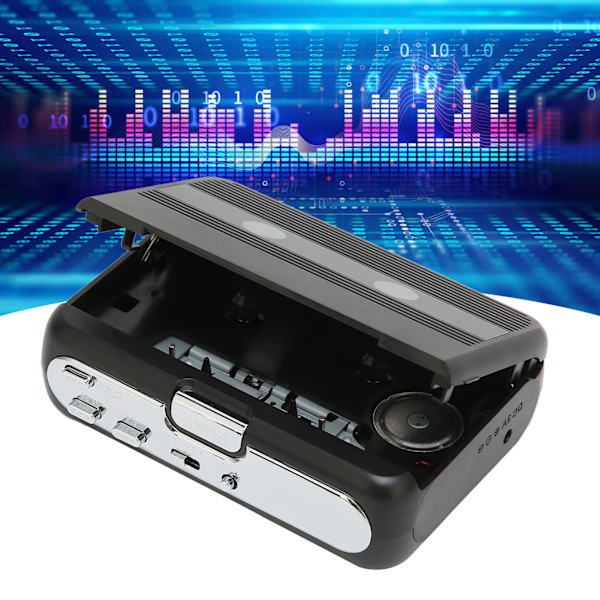 TON007B Bluetooth Kassetteafspiller med Hovedtelefon Auto Reverse Funktion Stereo KassetteafspillerSort
