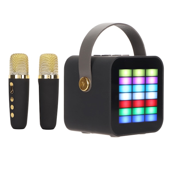 Lasten minikaraoke BT 5.3 LED-valaistustehosteilla Langaton Bluetooth-kaiutin 2 mikrofonilla juhliin