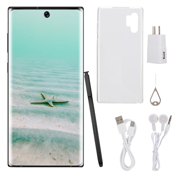 6,5 tum 1G+16G HD-skärm Dubbla SIM-kort Hålslags-kamera Mobiltelefon för Android Svart (100-240V) AU