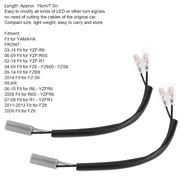 7,5 tommers blinklysadapter plugg motorsykkeldeler passer til Yamaha YZFR6 YZFR1 FZ6 FZ10