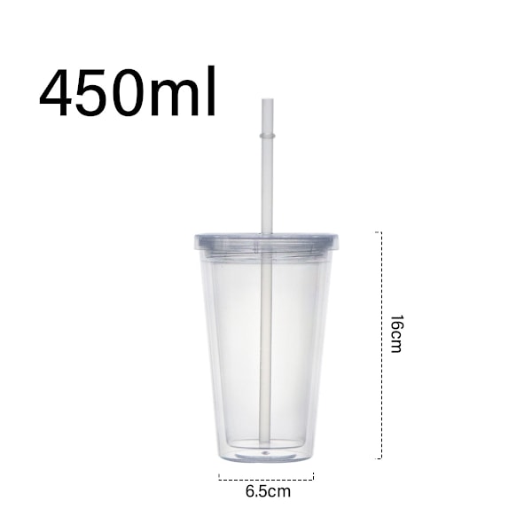 Barnstorlek Tumblers med återanvändbart sugrör, dubbelväggsisolering för varma och kalla drycker, transparent akryldesign för picknickar och strandutflykter