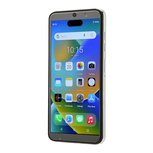 6,1-tums smarttelefon med tio kärnor, 2G, 4 GB, 64 GB, 8 MP, 16 MP, 7000 mAh för Android 11.0, mobil för dagligt bruk, 100–240 V, vit