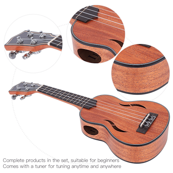 21 tommer Ukulele sæt Varm dyb tone Oversize tuner Pick Mahogni Instrument til begyndere