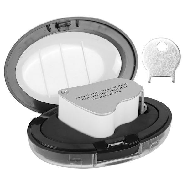 Juvelerlupe ABS Aluminium 30X 60X Dobbeltobjektiv LED Lupe Lampe for Identifisering av Smykker