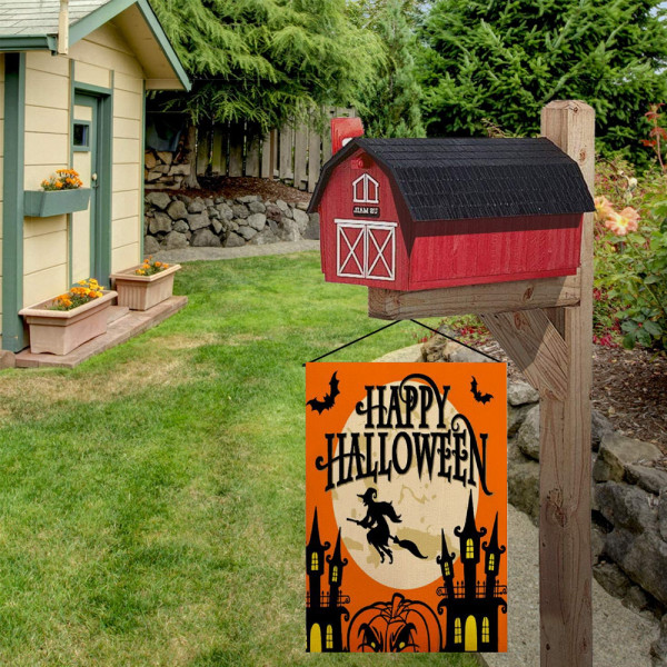 Burlap Vertikal Dobbeltsidet, Trick or Treat Have Flag Vertikal