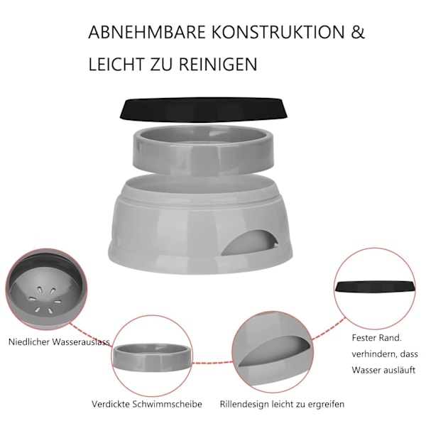 Hundvattenskål, Hygienisk Säker Flytande Platt för att Förhindra Våt Mun & Spillfri Upplevelse, Halkfri Bas för Stabilitet & Enkel Säker Rengöring