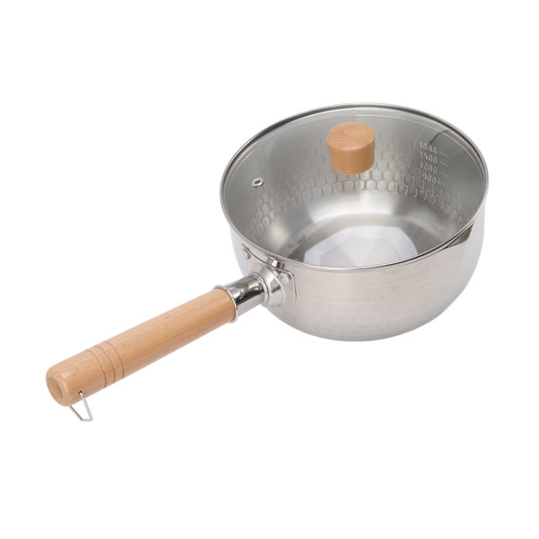 Japansk kastrull Non Stick 20cm diameter med lock trähandtag Rostfritt stål Mjölksoppa Gryta för hemmakök