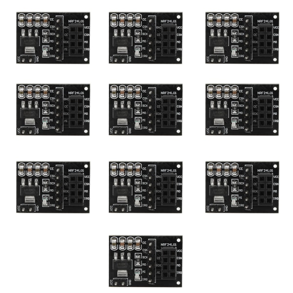 10 stk 3,3V 8-pinners NRF24L01+ trådløs modul pinboard sokkeladapter modulbrett