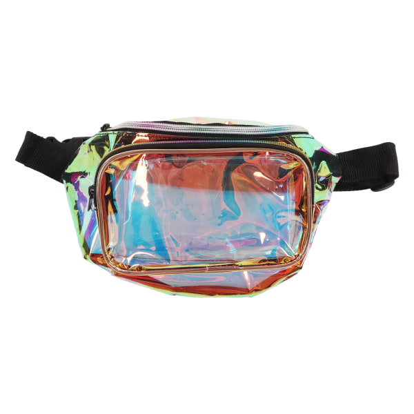 Läpinäkyvä Iridescent Fanny Pack Kiiltävä Vyölaukku Vetoketjulla Vedenpitävä PVC Matkustamiseen Juhliin Juoksuun Vaellukseen