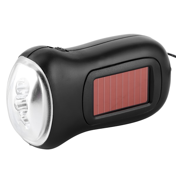 Hand Crank Solcellsladdad Uppladdningsbar Ficklampa LED Nöd D