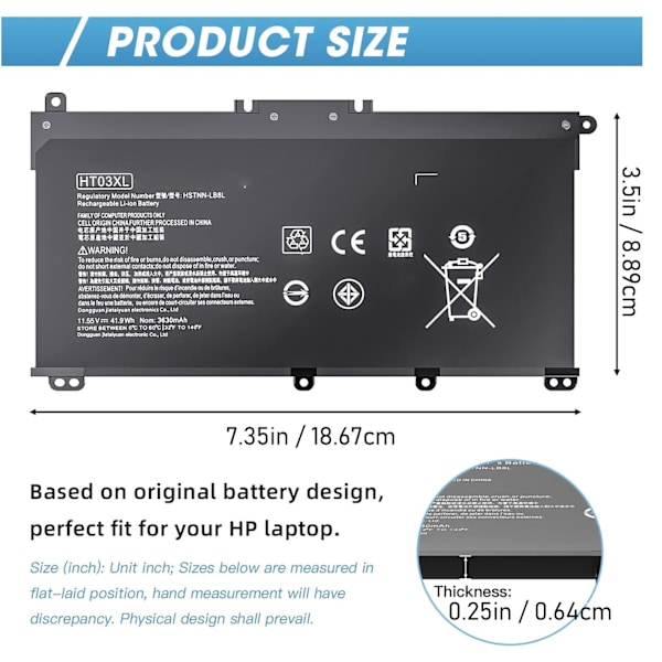 HT03XL L11119 855 Bærbar Batteri til HP Pavilion 15 CS3073CL 15Z CW100 15 CS0XXX 15 CW1063WM