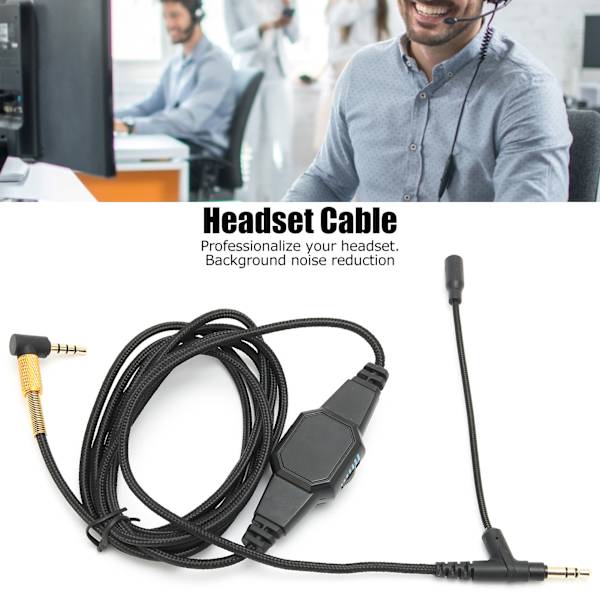 Boom Mic-kabel 3,5 mm hodetelefon lydkabel med mikrofon og volumkontroll for VMODA MSR7 H6