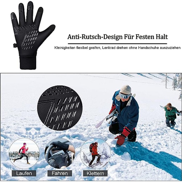 Känsliga pekskärmshandskar, termiskt isolerade vinterhandskar med halkfri design för vandring och bilkörning