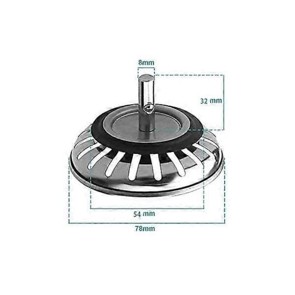 Vaskeprop i rustfrit stål - 79 mm - Universal vaskeprop - Vaskeprop/vask - Køkkenvaskprop (2-pak)