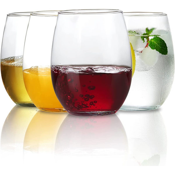 Stjälkfria vinglas  Klar dryckesglas Set om 4 sommar