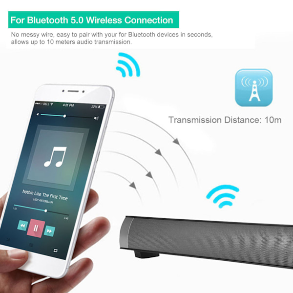 Langaton Bluetooth-kaiutin stereosubwooferilla, muistikortti- ja AUX-äänentoistolla kotiteatteriin