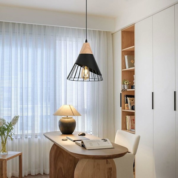 Miljövänlig Pendellampa, Nordisk Enkel Lampskärm för Matsal Studio, Inomhusbelysning med Lågkolhaltig Yta, Justerbar Kabel, E26 Sockel