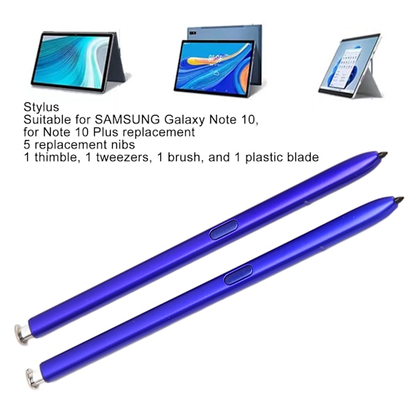 2 st styluspennor pekskärm ersättning för Samsung Galaxy Note 10 Plus smartphone-tillbehör med reservspetsar