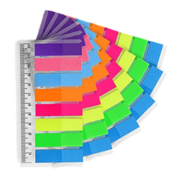 Indexflikar med linjal, 960 st färgade genomskinliga sidmarkeringsflikar, sidmarkörer för bokkommentarer, klibbiga bokflikar Anteckningsflaggor för anteckningsbok, klassificera