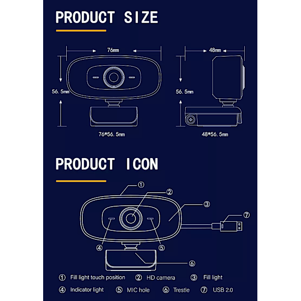 4K Webbkamera för videosamtal, Full HD-webbkamera med 360° PTZ-klämma och sekretesskydd för ökad säkerhet